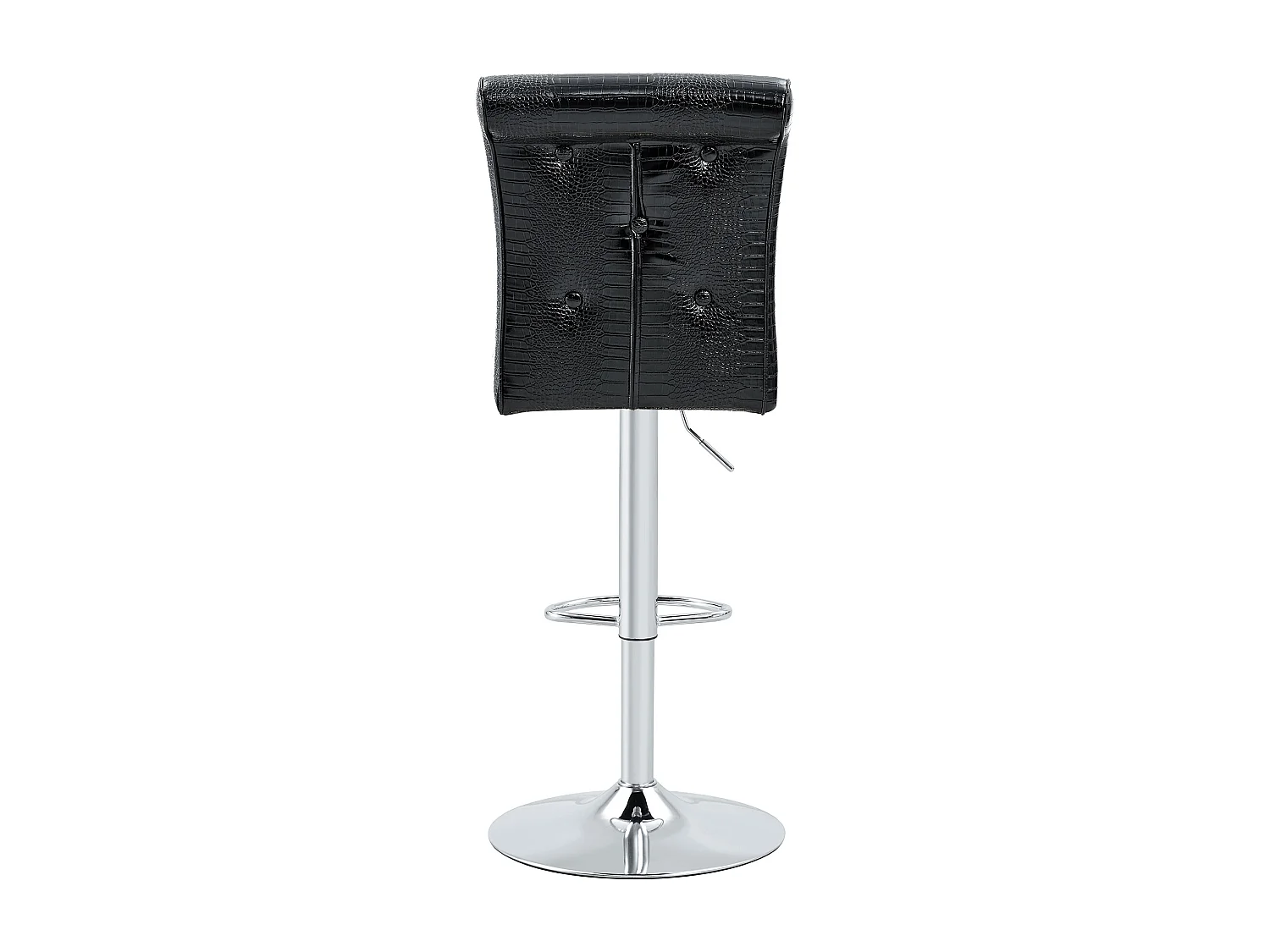 Lot de 2 chaises de bar réglables pivotantes effet crocodile - PVC noir, pieds argentés