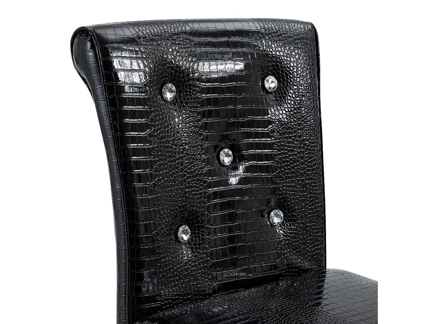 Lot de 2 chaises de bar réglables pivotantes effet crocodile - PVC noir, pieds argentés
