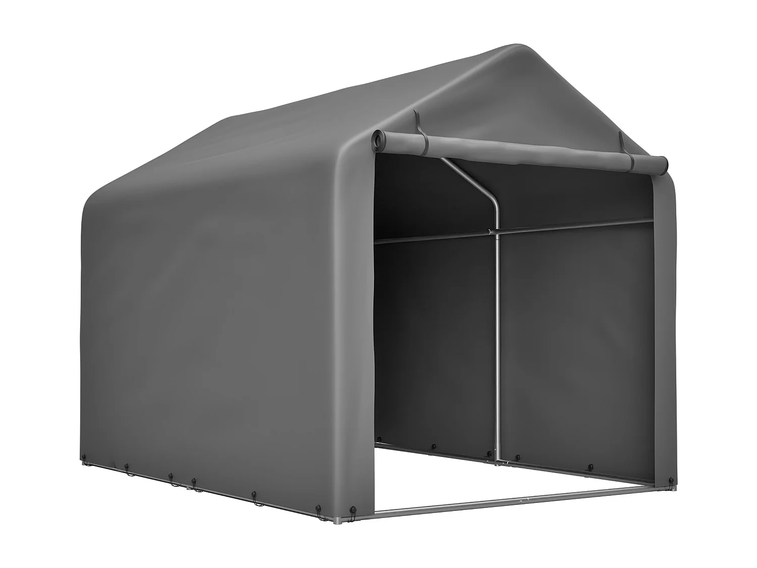 Grijze fietsenstalling van 160x220x165 cm in metaal en PE met roldeur.
