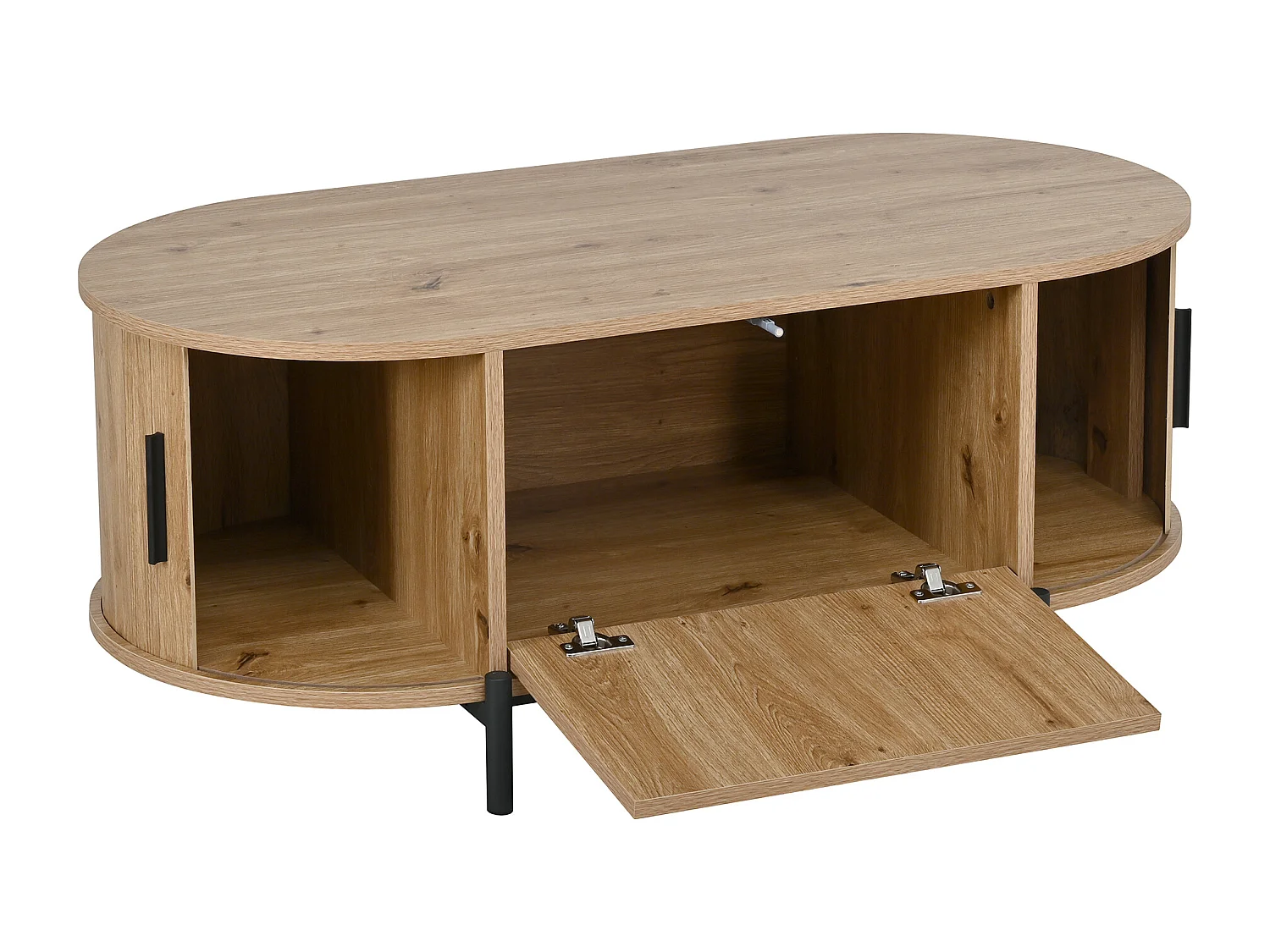 3-delige woonkamerset in rotanlook - salontafel + tv-meubel + dressoir - met deuren en lades - MDF - naturel