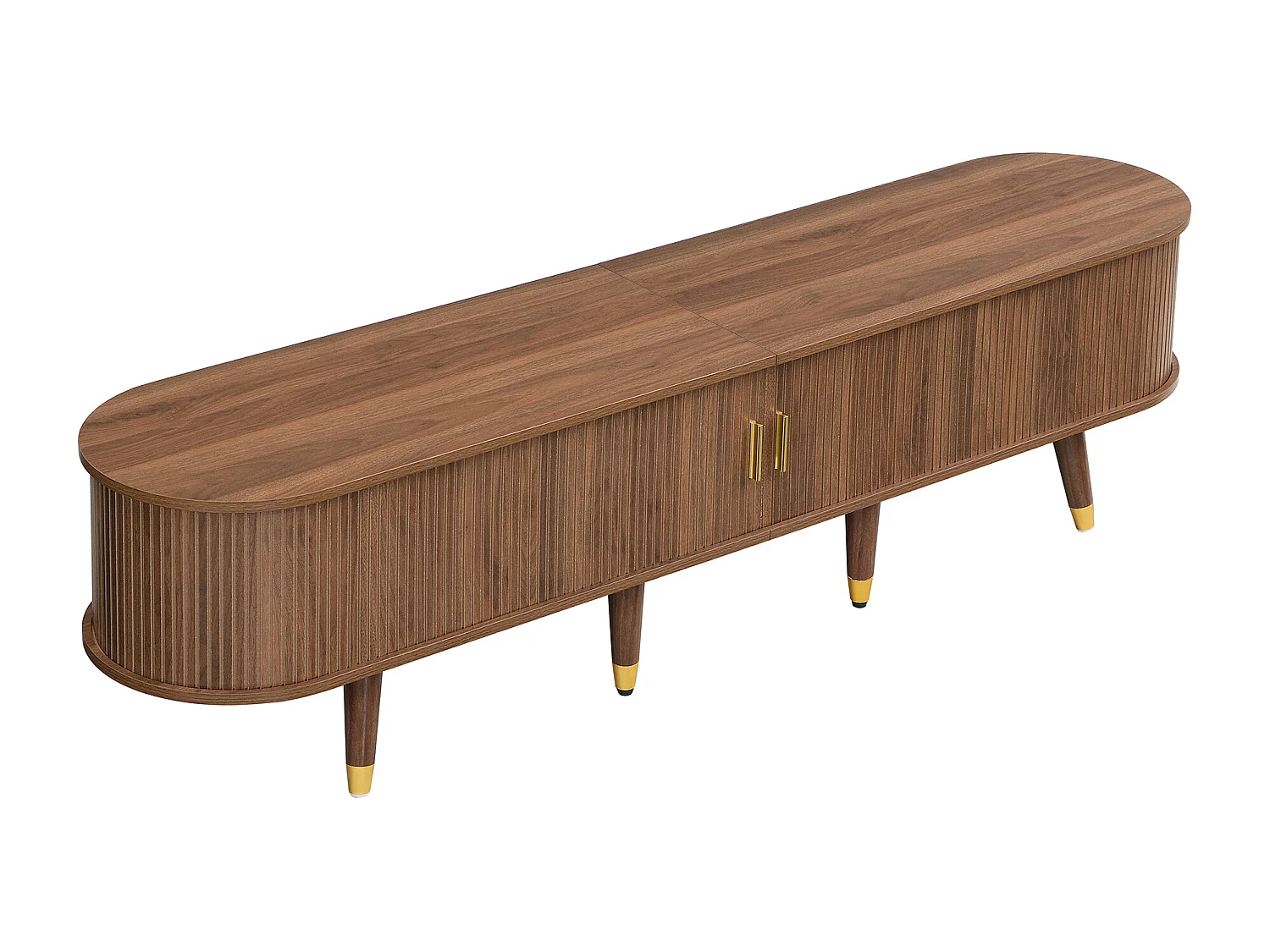 Ensemble meuble de salon 2 pièces - table basse relevable + meuble TV avec portes et tiroirs - MDF - marron
