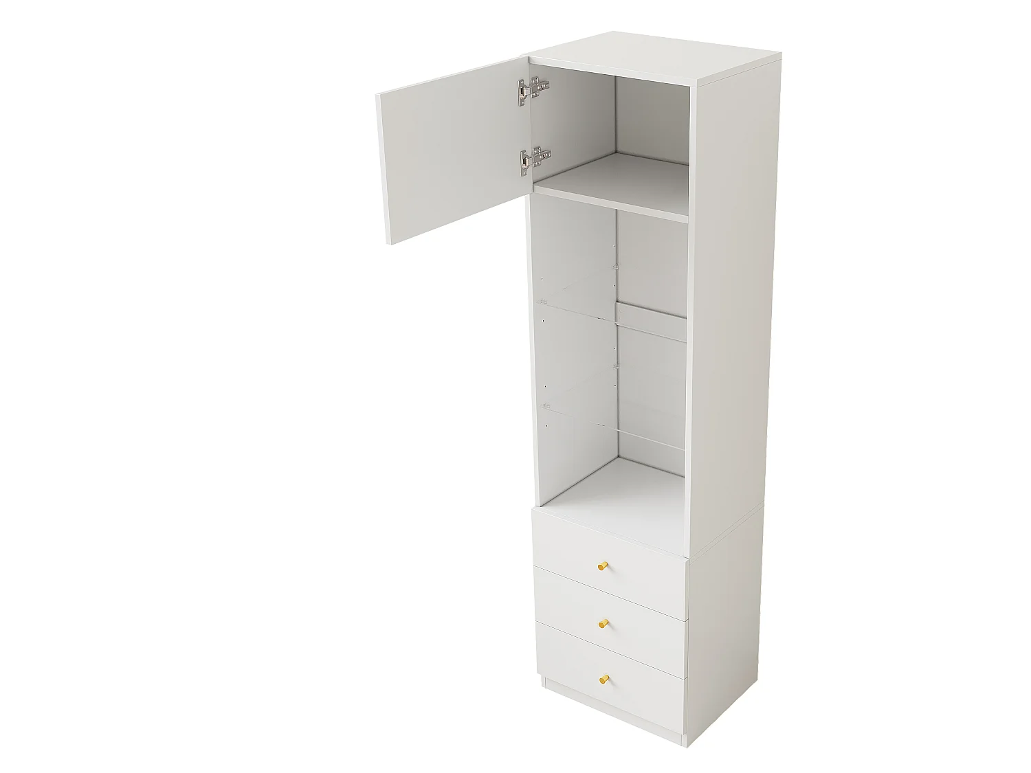 Set per la camera da letto - Armadio a due porte + Vetrina - Armadio laccato + Mobile di stoccaggio - MDF - Bianco