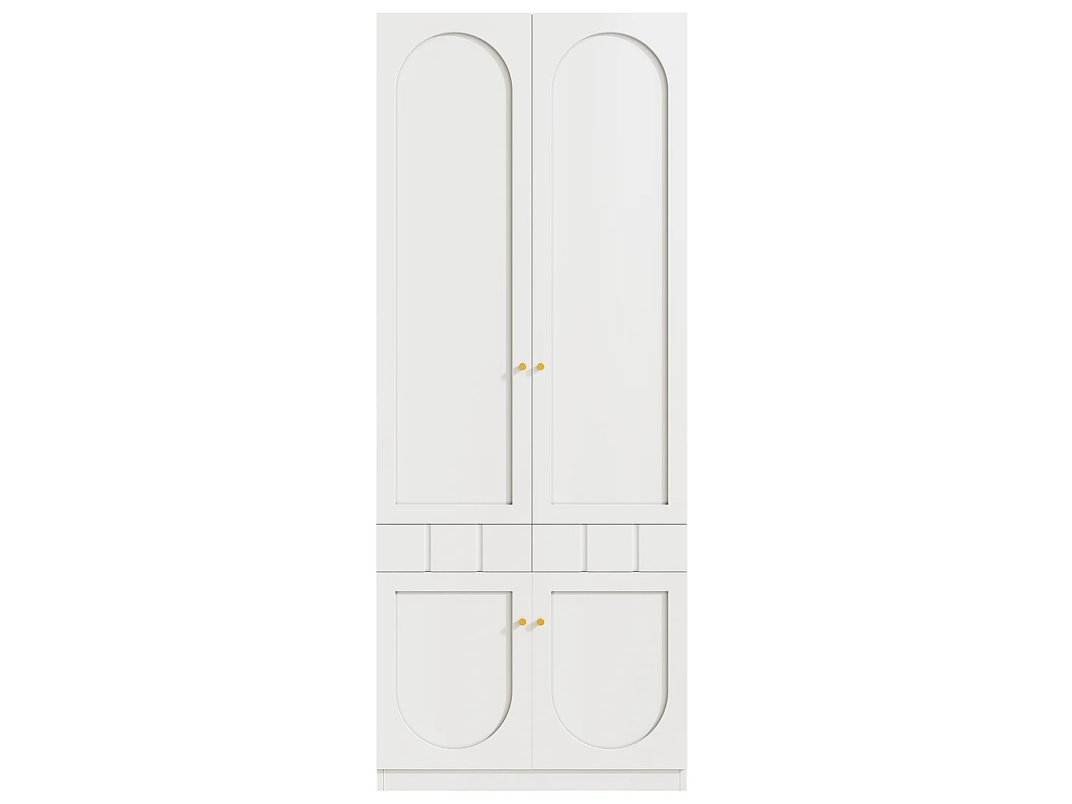 Armadio da camera - Finitura lucida - 4 porte e 2 cassetti - Con penderia - Maniglie in metallo - Bianco