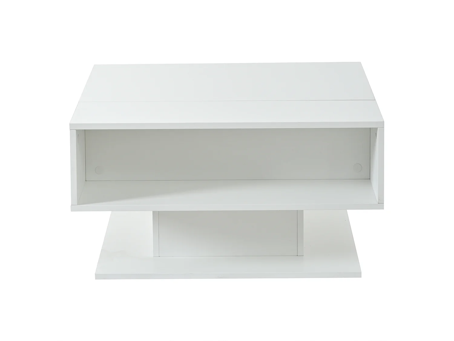 Table basse relevable laquée brillante avec rangement - Blanc 80 x 75 x 40 cm