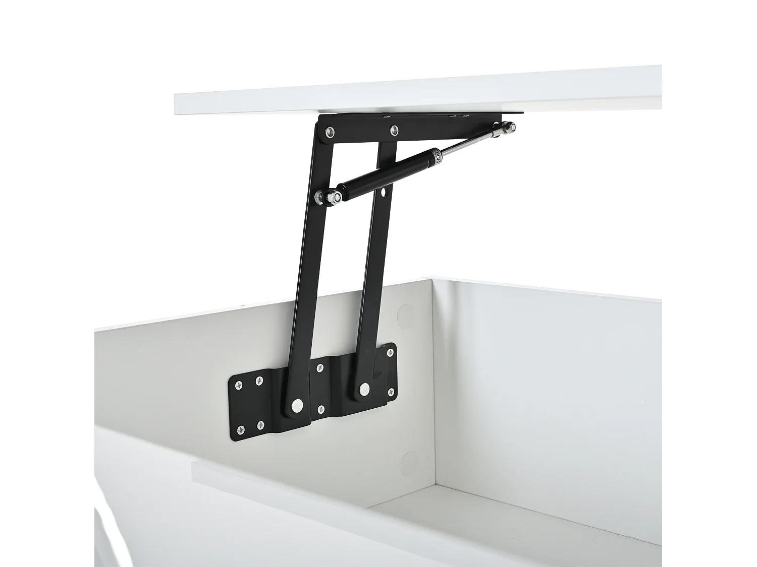 Table basse relevable laquée brillante avec rangement - Blanc 80 x 75 x 40 cm