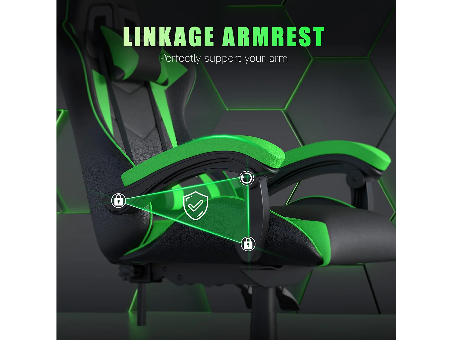 Fauteuil de gaming inclinable à dossier haut en cuir PU, avec appui-tête et soutien lombaire