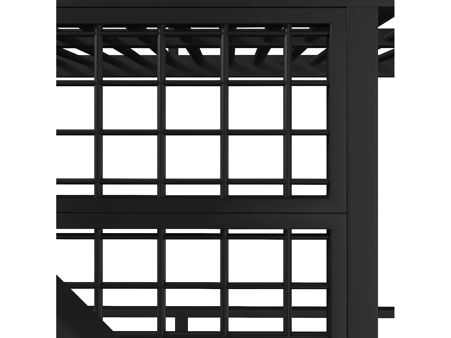 Lit mezzanine en fer - 140 x 200 cm - avec escalier de rangement + penderie + Leds - MDF + métal - noir