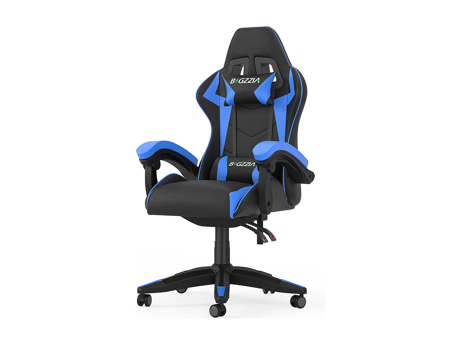 Fauteuil de gaming inclinable à dossier haut en cuir PU, avec appui-tête et soutien lombaire