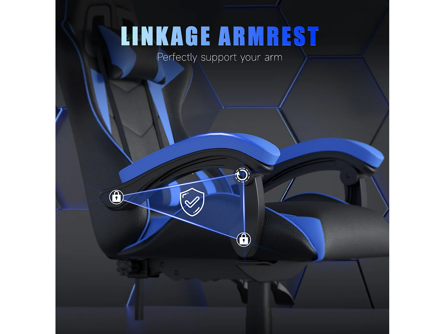 Fauteuil de gaming inclinable à dossier haut en cuir PU, avec appui-tête et soutien lombaire