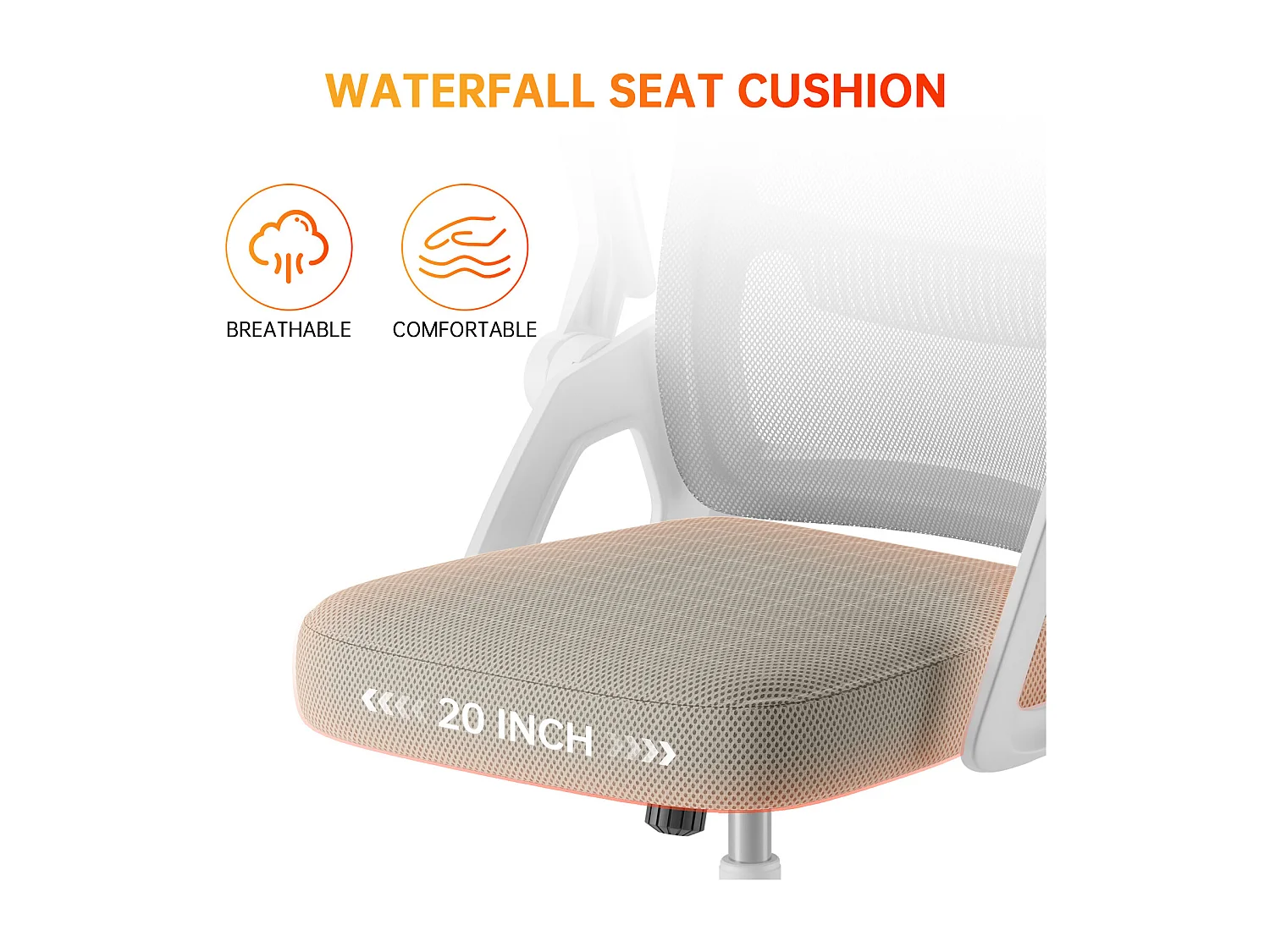 Chaise de bureau ergonomique avec appui-tête réglable, dossier haut en maille, accoudoirs rabattables, soutien lombaire et piètement pivotant