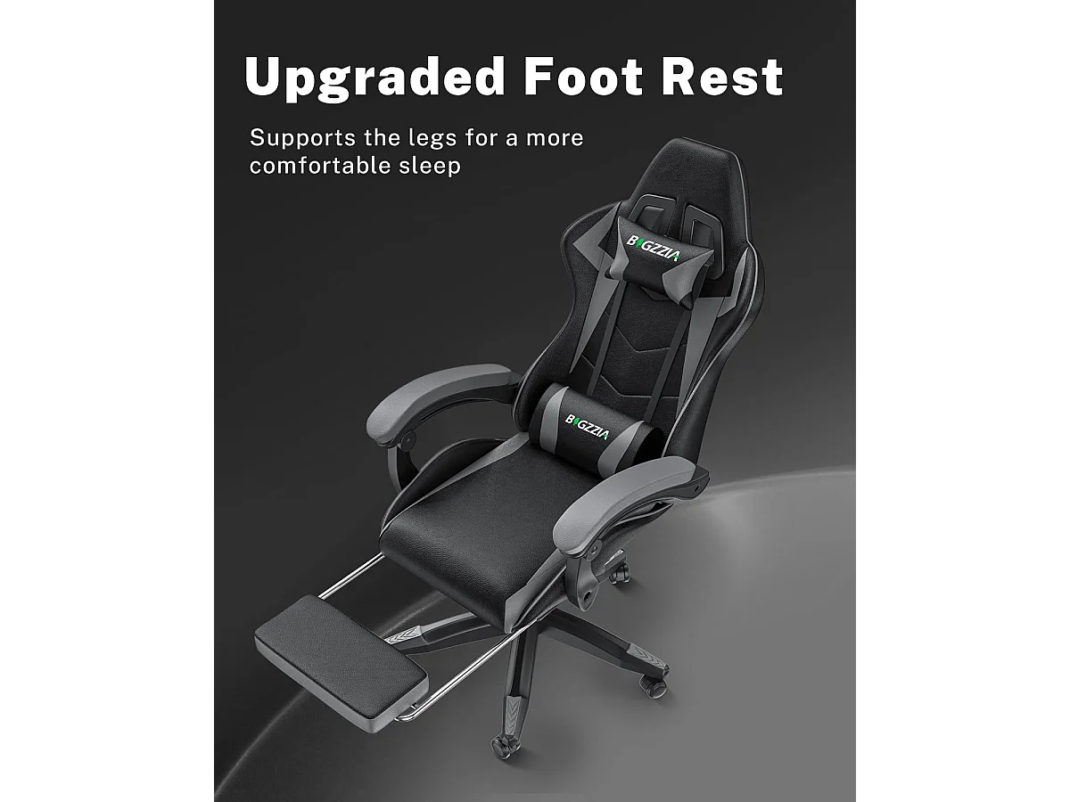 Rattantree Fauteuil de gaming réglable en hauteur avec repose-pieds et coussin lombaire