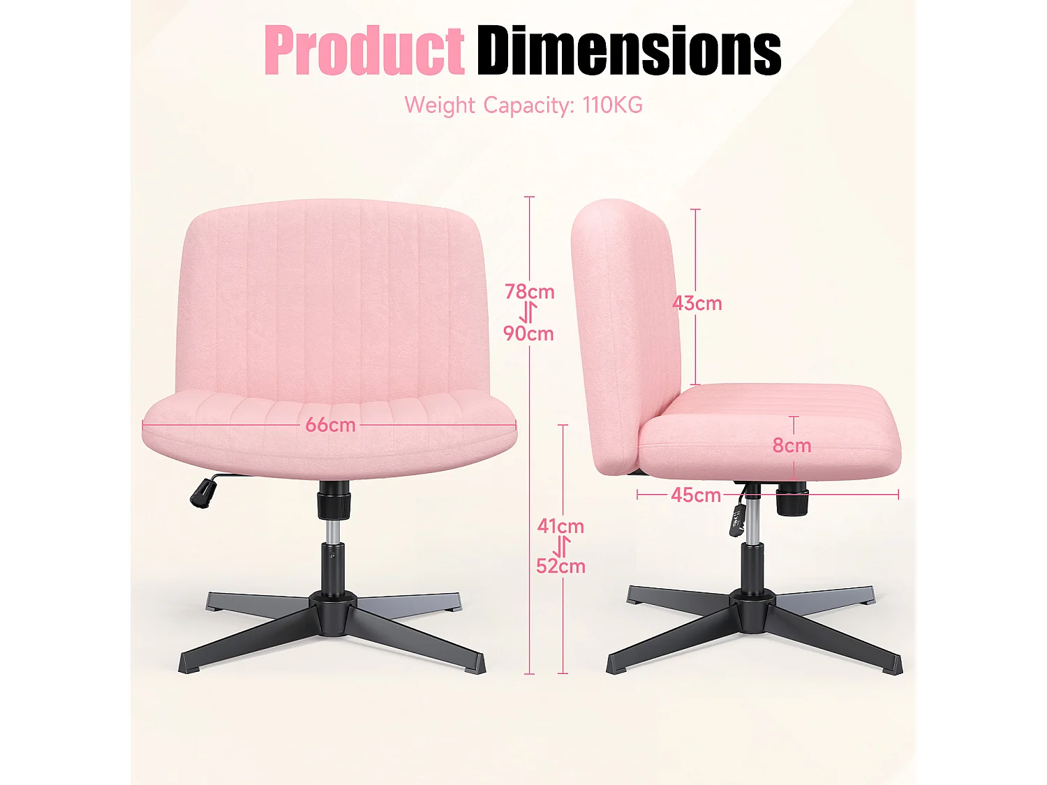 Chaise de bureau moderne sans accoudoirs et sans roulettes, à pieds entrecroisés, pour la chambre à coucher