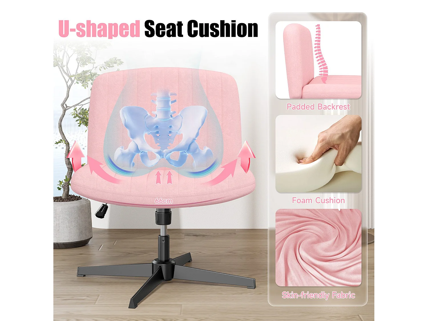 Chaise de bureau moderne sans accoudoirs et sans roulettes, à pieds entrecroisés, pour la chambre à coucher