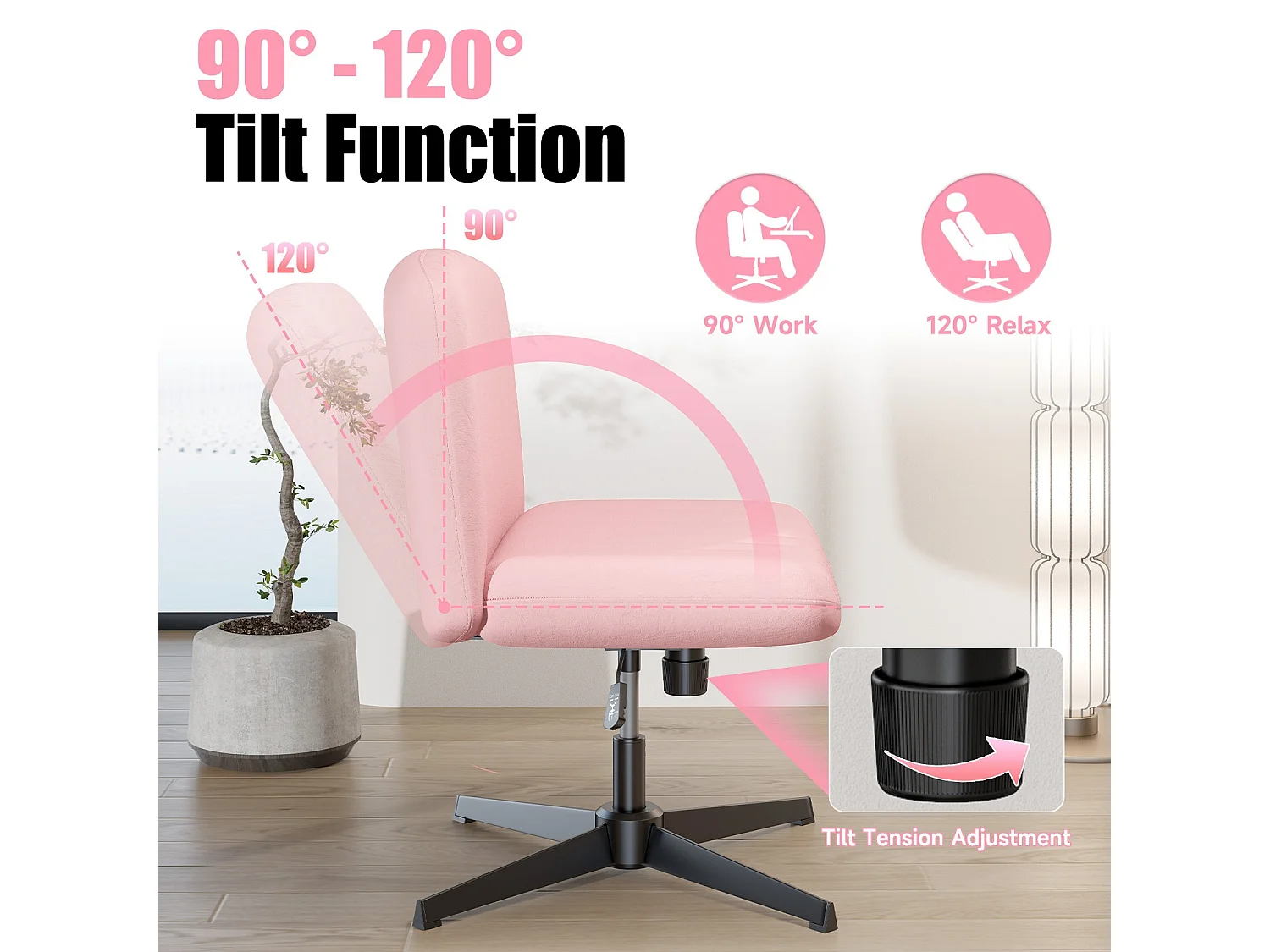 Chaise de bureau moderne sans accoudoirs et sans roulettes, à pieds entrecroisés, pour la chambre à coucher