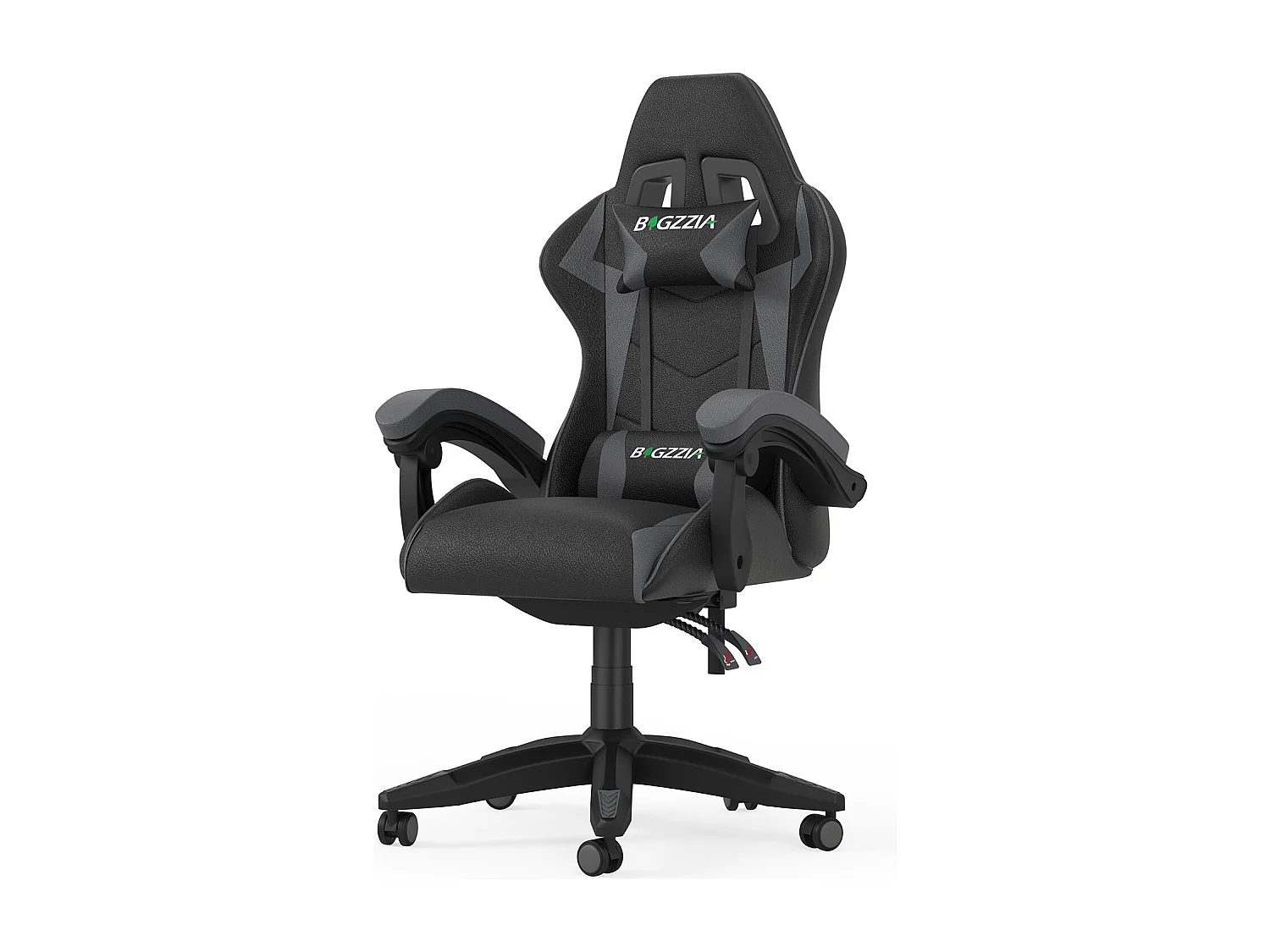 Fauteuil de gaming inclinable à dossier haut en cuir PU, avec appui-tête et soutien lombaire