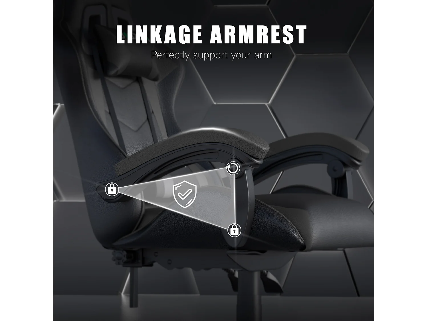 Fauteuil de gaming inclinable à dossier haut en cuir PU, avec appui-tête et soutien lombaire