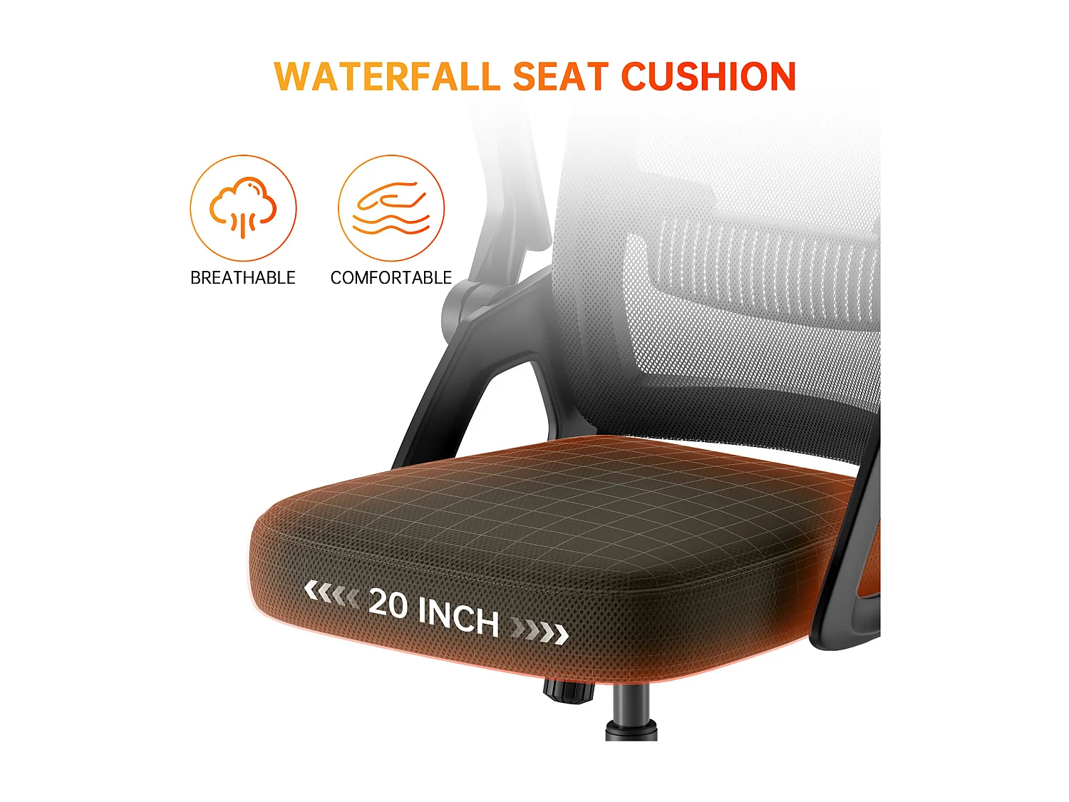 Chaise de bureau ergonomique avec appui-tête réglable, dossier haut en maille, accoudoirs rabattables, soutien lombaire et piètement pivotant