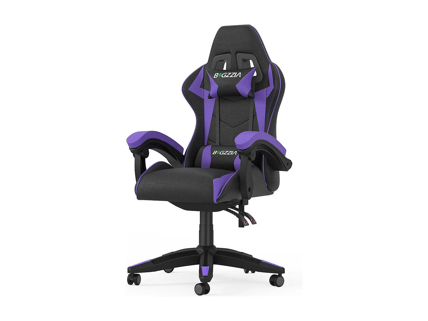 Fauteuil de gaming inclinable à dossier haut en cuir PU, avec appui-tête et soutien lombaire