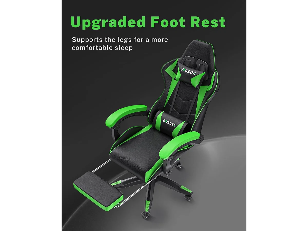 Rattantree Fauteuil de gaming réglable en hauteur avec repose-pieds et coussin lombaire