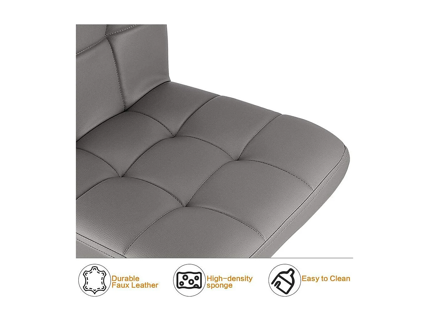 Lot de 2 tabourets de bar — pivotants à 360°, rembourrés, à hauteur réglable