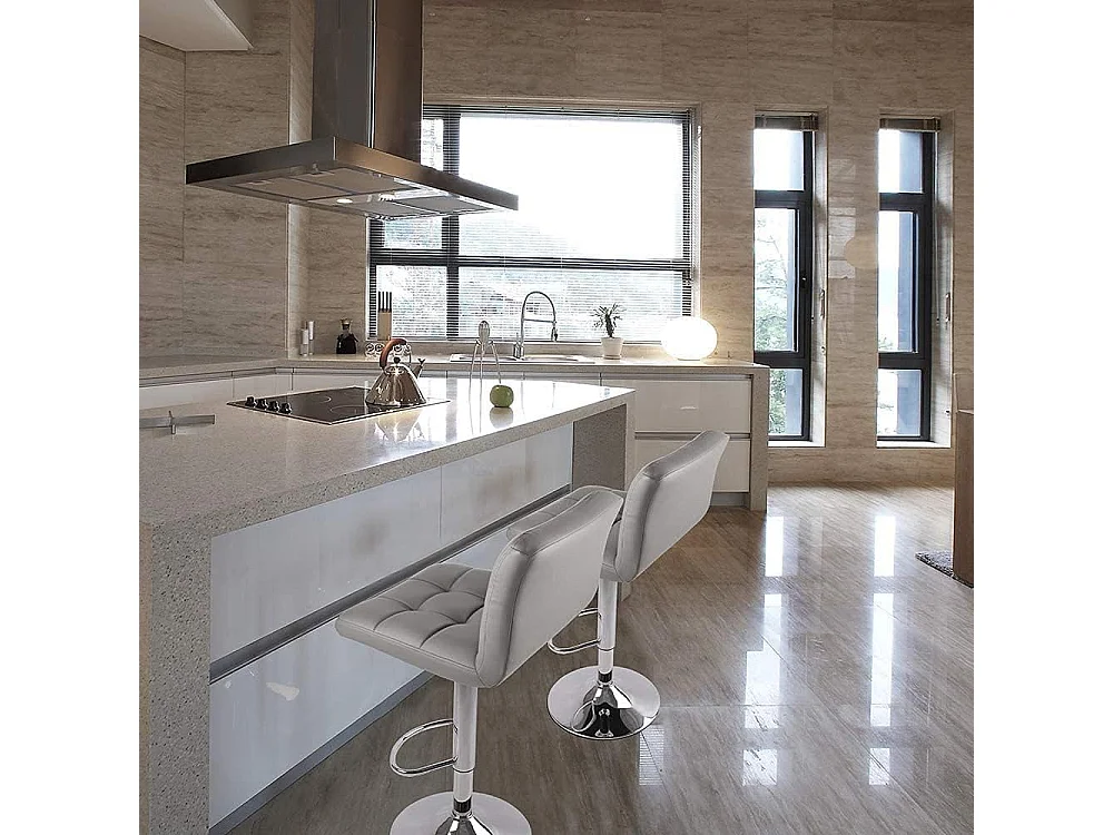 Lot de 2 tabourets de bar — pivotants à 360°, rembourrés, à hauteur réglable