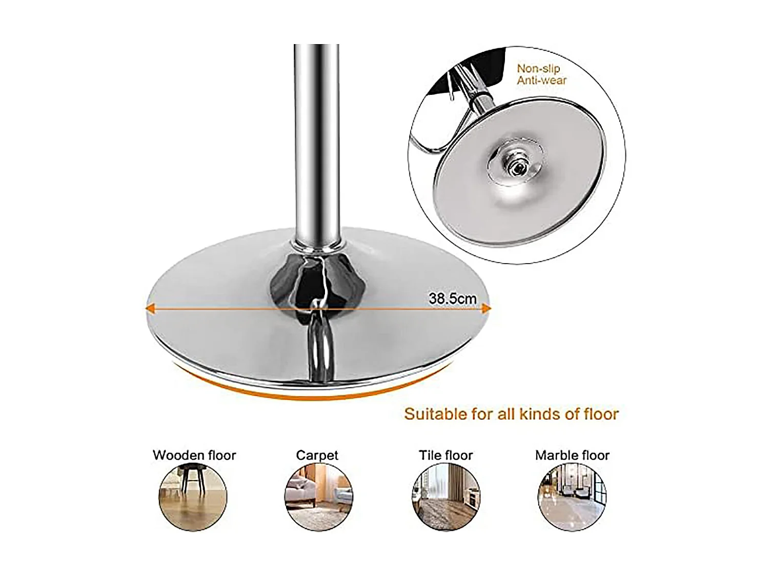 Lot de 2 tabourets de bar — pivotants à 360°, rembourrés, à hauteur réglable