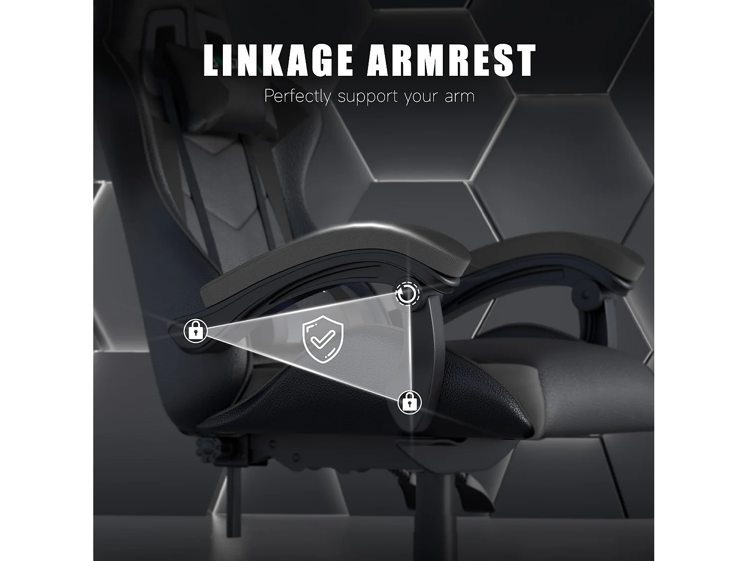 Fauteuil de gaming inclinable à dossier haut en cuir PU, avec appui-tête et soutien lombaire