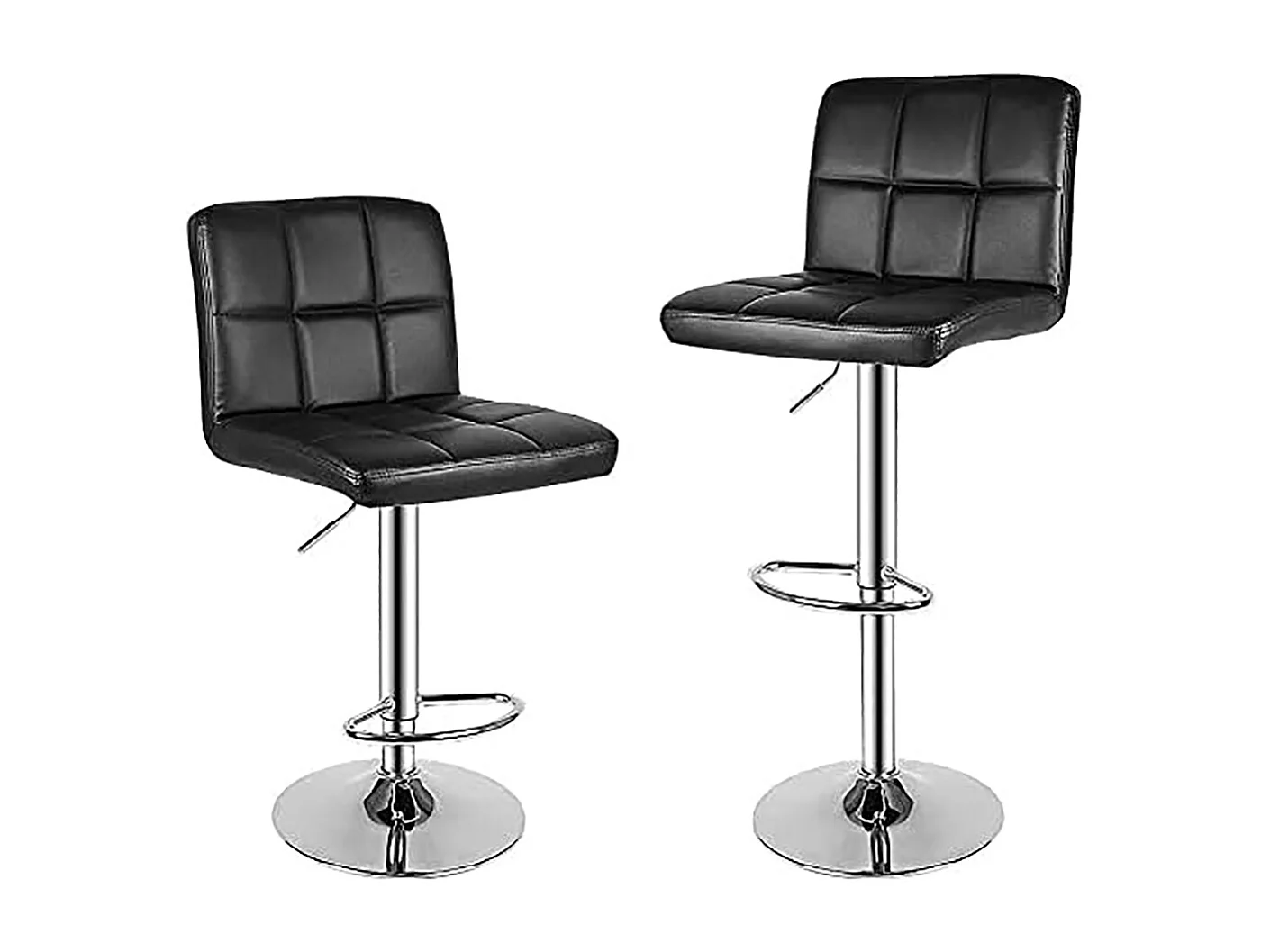 Lot de 2 tabourets de bar — pivotants à 360°, rembourrés, à hauteur réglable