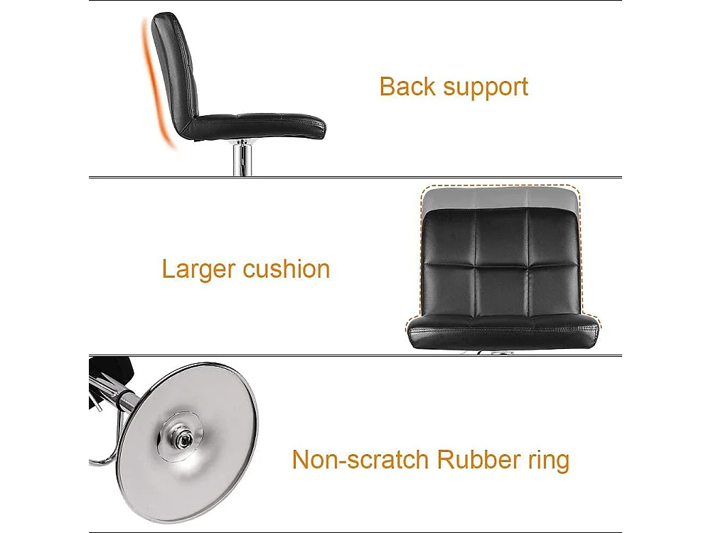 Lot de 2 tabourets de bar — pivotants à 360°, rembourrés, à hauteur réglable