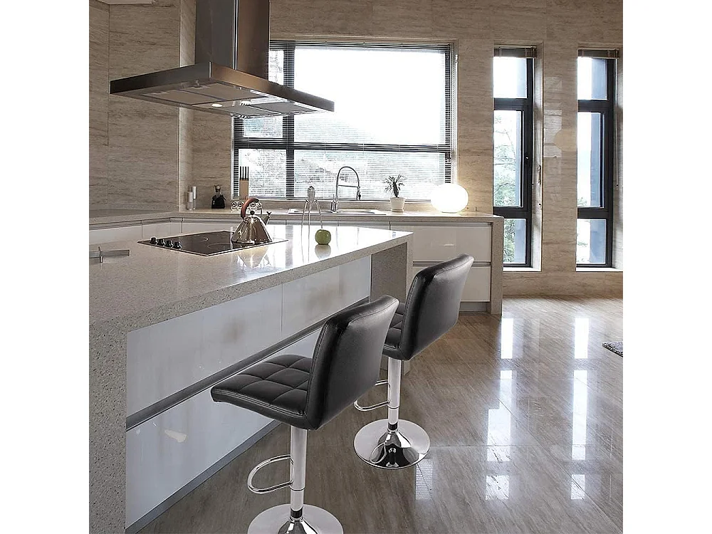 Lot de 2 tabourets de bar — pivotants à 360°, rembourrés, à hauteur réglable