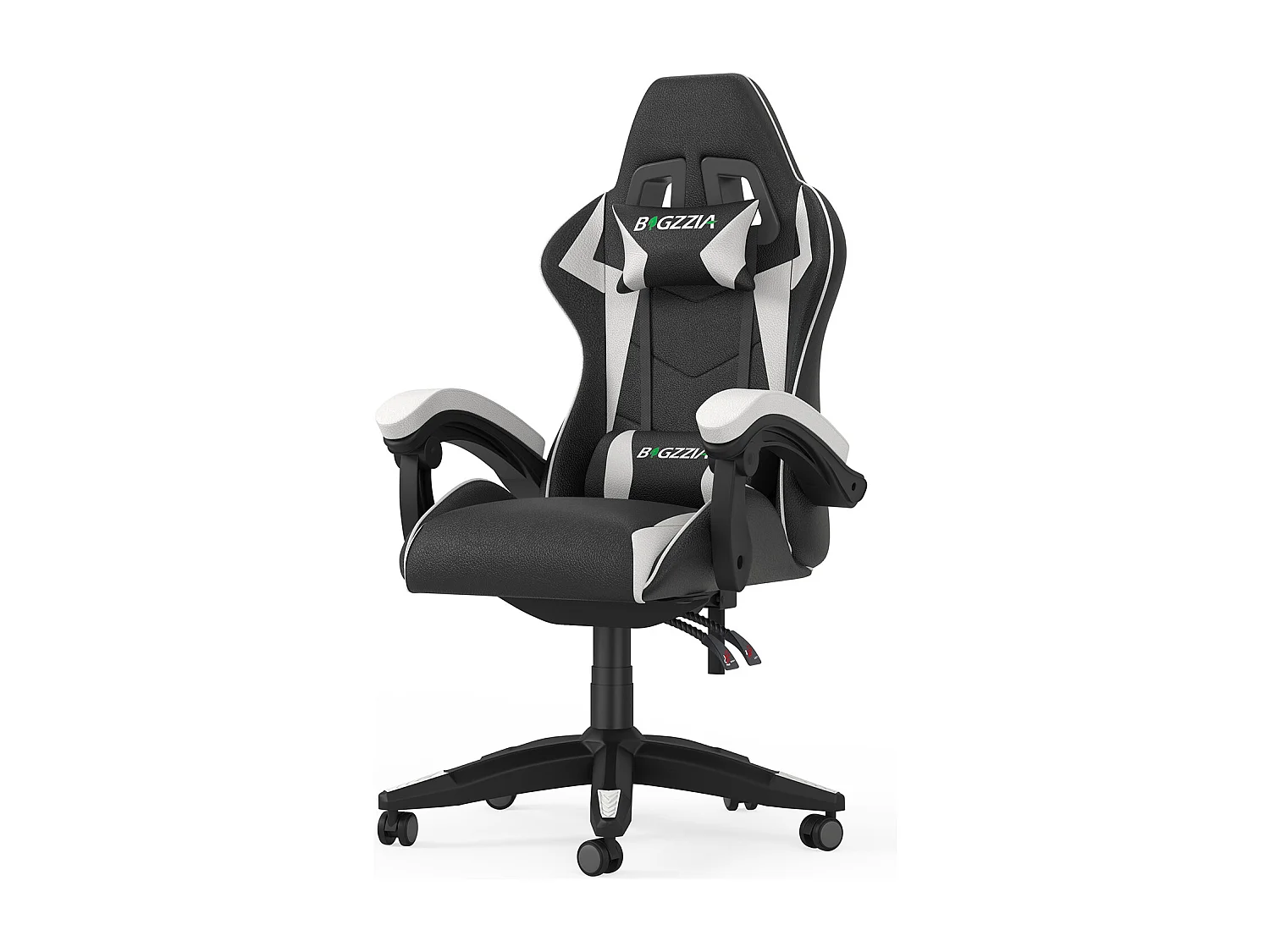 Fauteuil de gaming inclinable à dossier haut en cuir PU, avec appui-tête et soutien lombaire