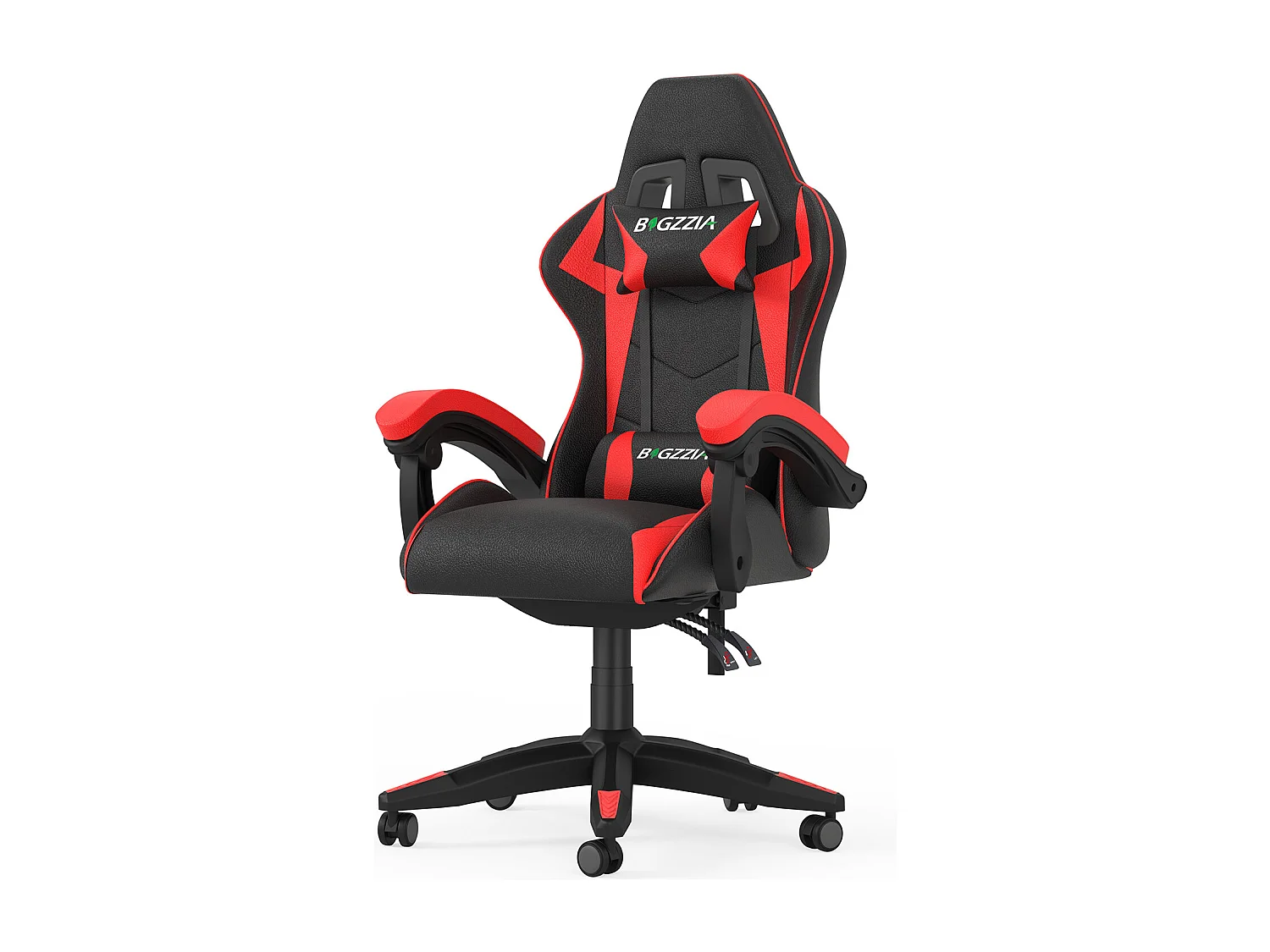 Fauteuil de gaming inclinable à dossier haut en cuir PU, avec appui-tête et soutien lombaire