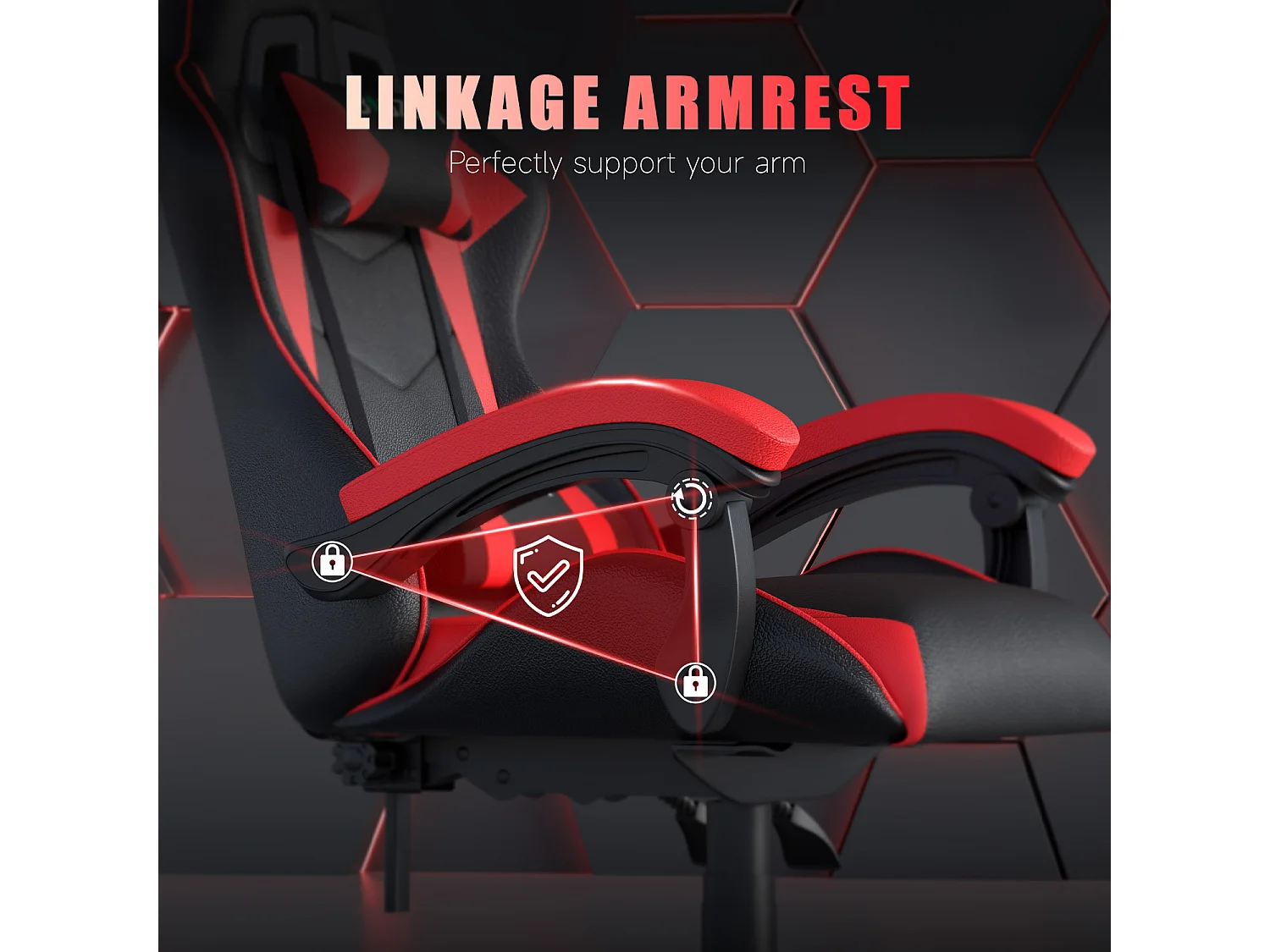 Fauteuil de gaming inclinable à dossier haut en cuir PU, avec appui-tête et soutien lombaire