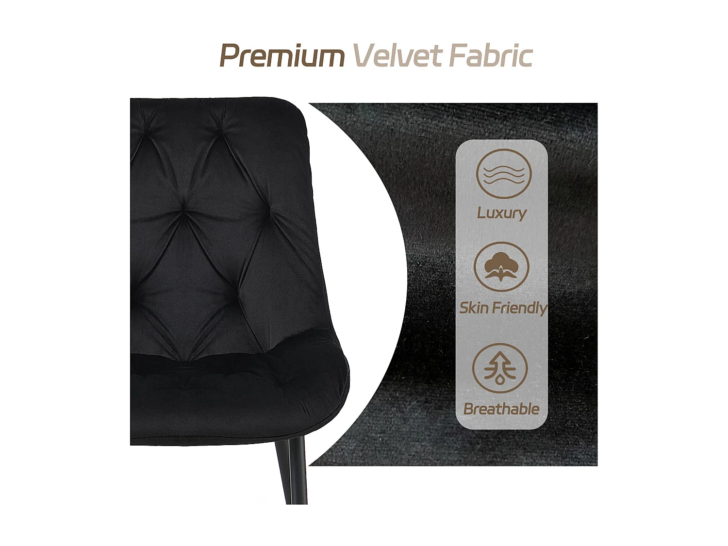 SONARA Modern Set of 4 Velvet Dining Chairs with Ergonomic Upholstered Seat