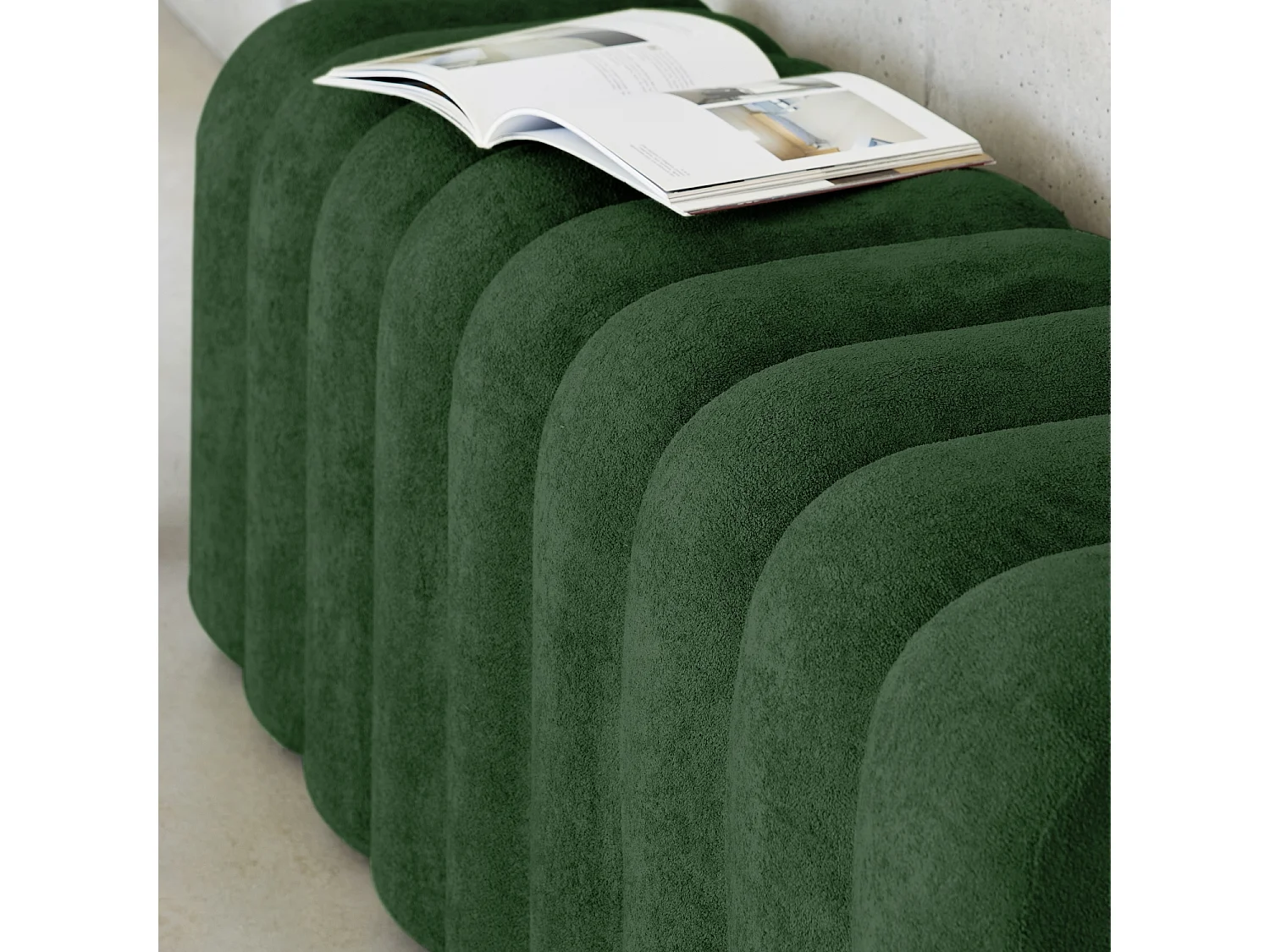Panca, fine letto contemporaneo tessuto, verde scuro