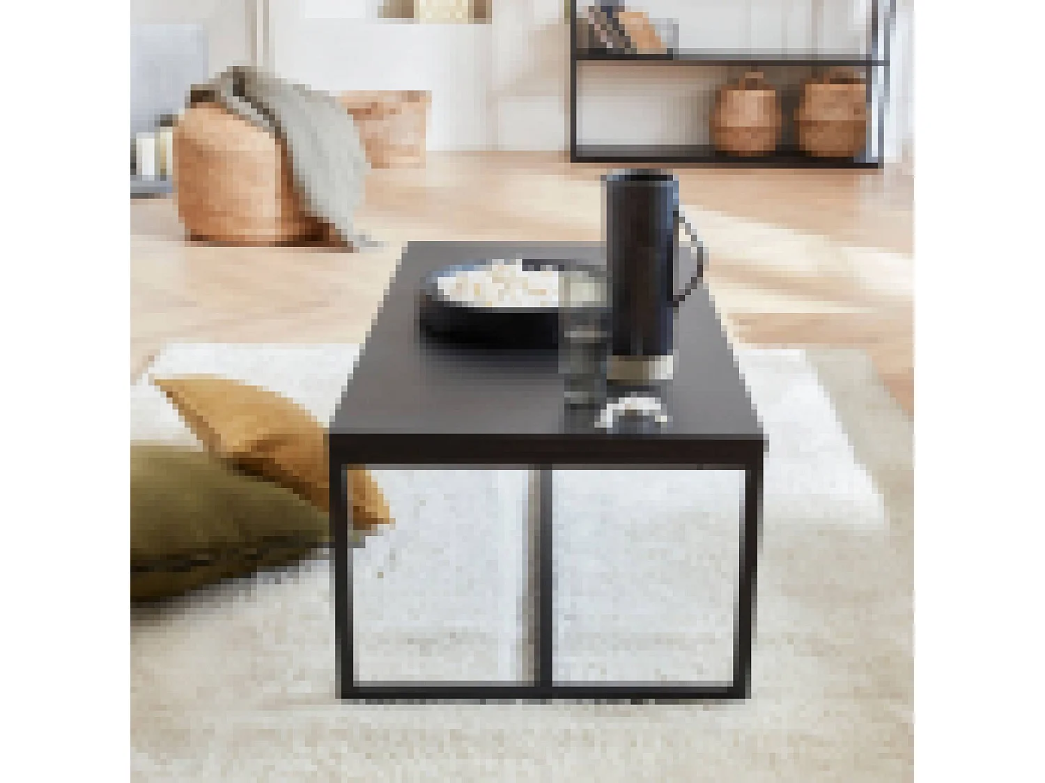 Table basse métal noir 100x50x36cm - Industrielle - pieds en métal. design