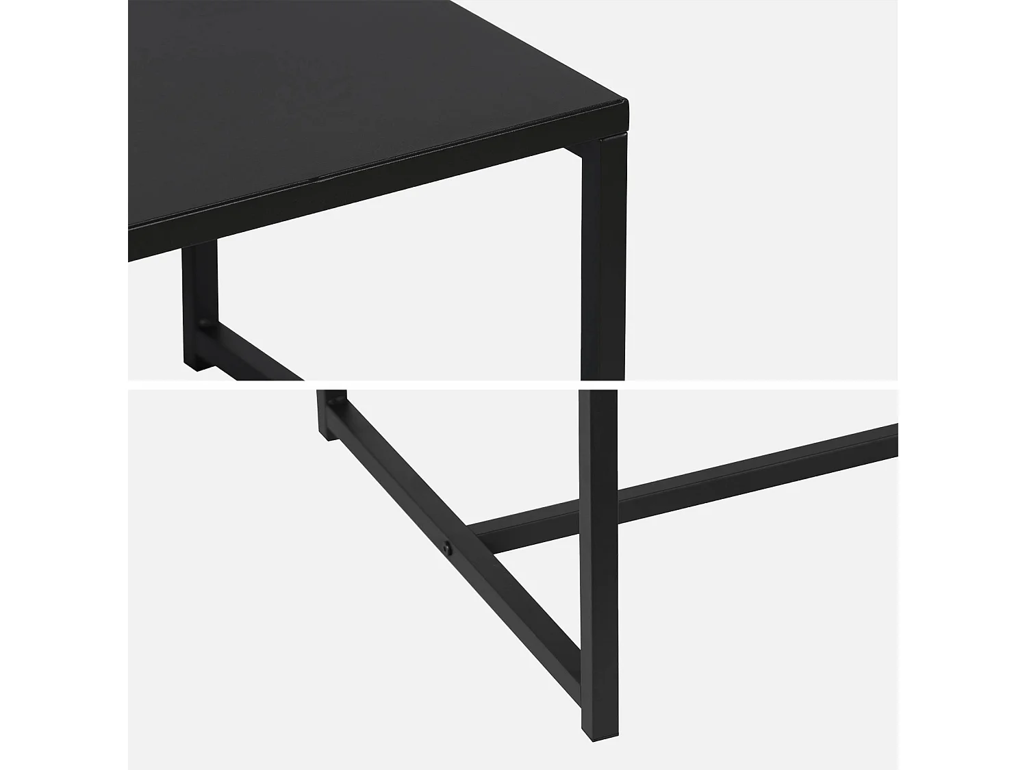 Table basse métal noir 100x50x36cm - Industrielle - pieds en métal. design