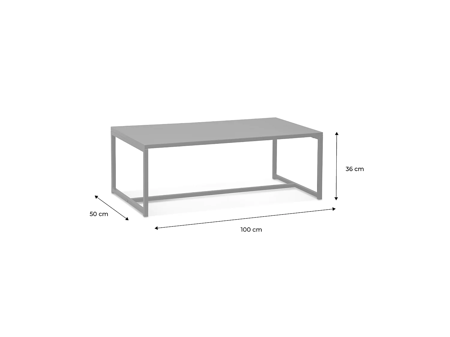 Table basse métal noir 100x50x36cm - Industrielle - pieds en métal. design
