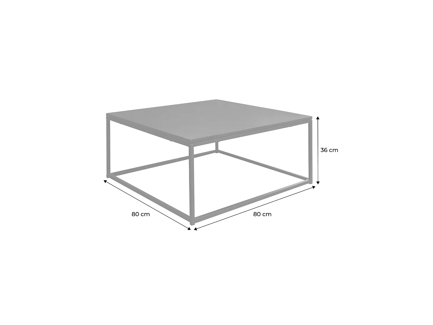 Table basse. Industrielle. structure métal noir. L 80 x l 80 x H 36cm