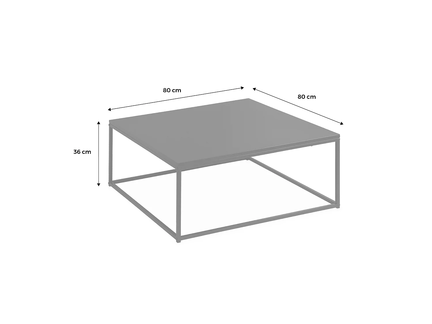 Table basse. Industrielle. structure métal noir. L 80 x l 80 x H 36cm