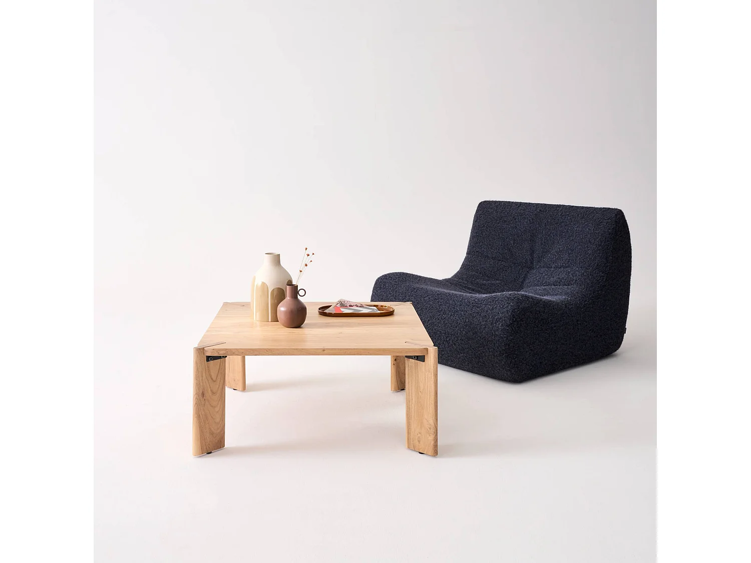 Table basse exotique carrée bois massif 80cm naturel - Reva