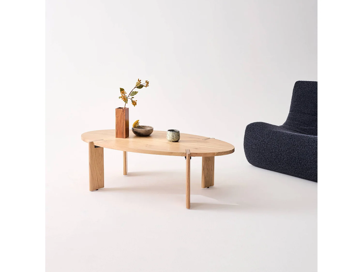 Tavolino ovale in legno di mango massello, 120cm, marrone naturale