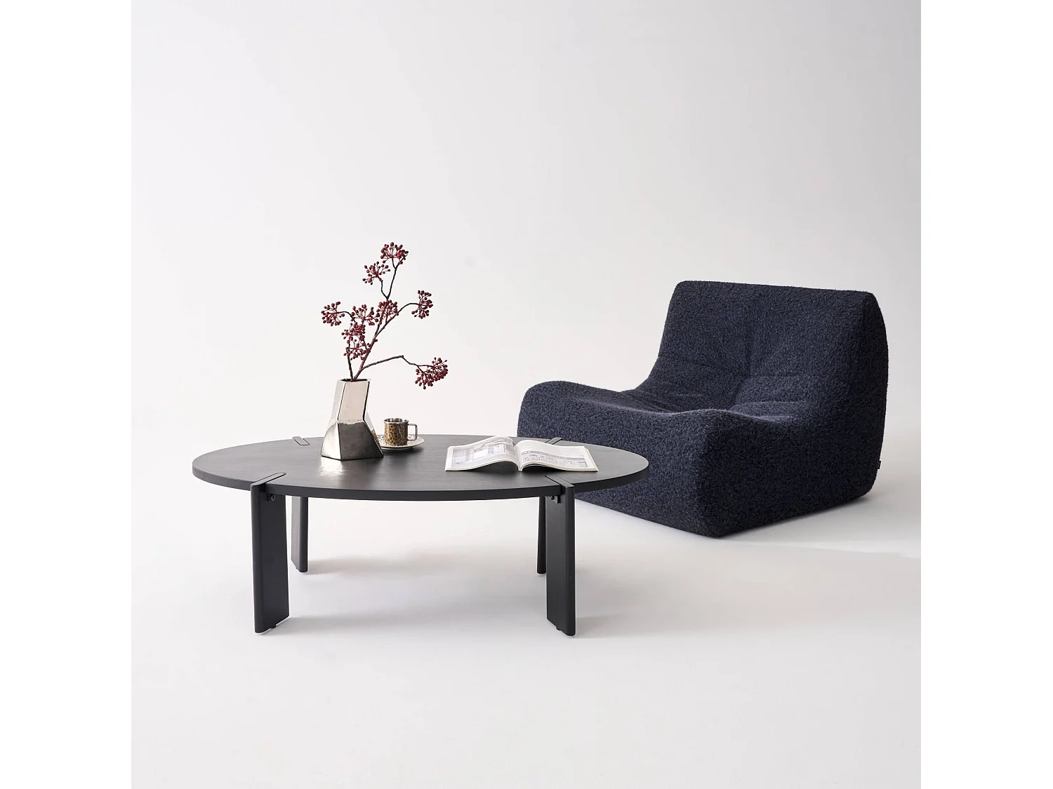 Tavolino ovale in legno di mango massello, 120cm, nero