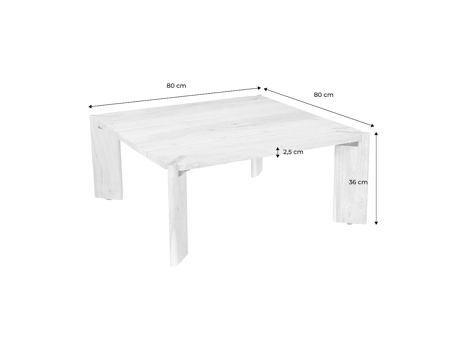 Mesa de centro exótica cuadrada de madera maciza negro