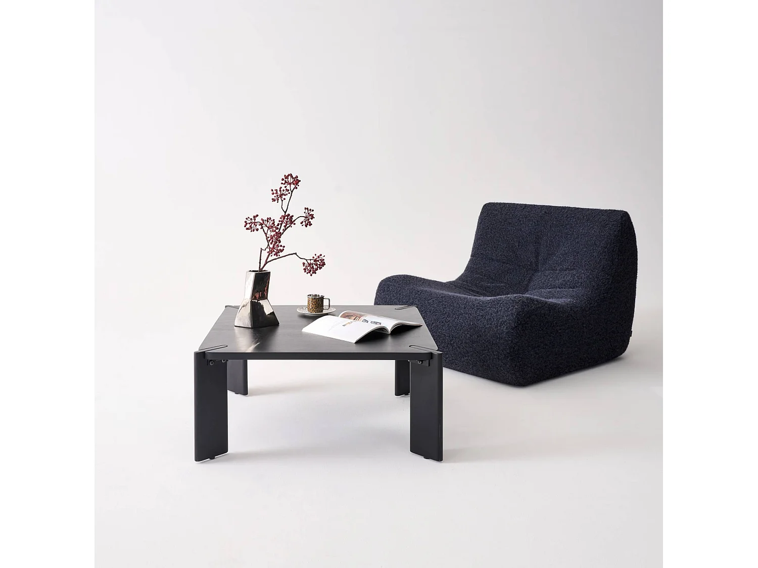 Mesa de centro exótica cuadrada de madera maciza negro