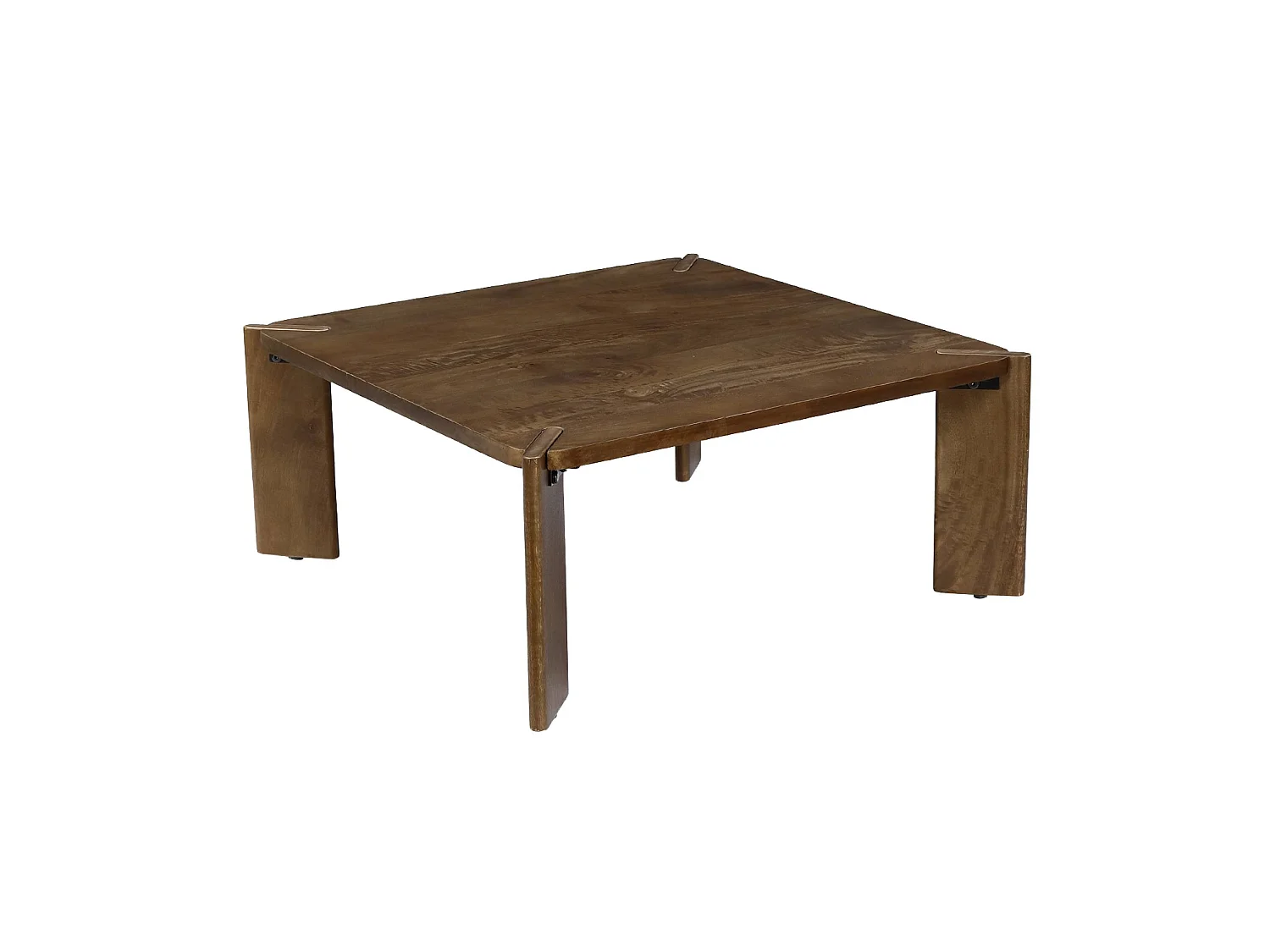 Table basse exotique carrée bois massif 80cm noyer - Reva