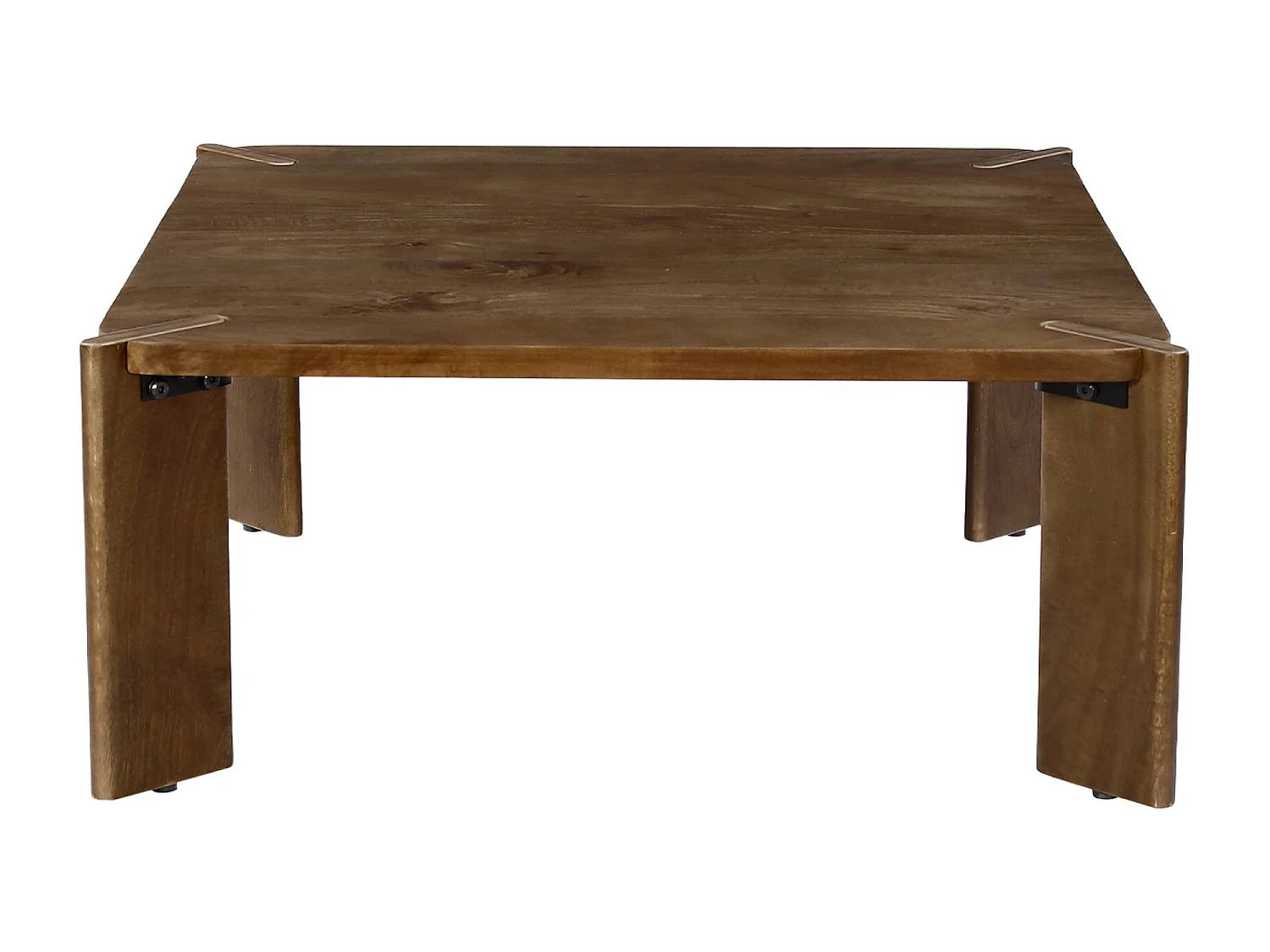 Table basse exotique carrée bois massif 80cm noyer - Reva