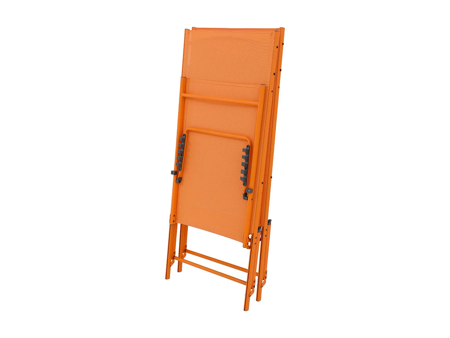 Lot de 2 bains de soleil acier textilène inclinable 4 positions Tropea orange. 165 x 54.5 x 82.5 cm