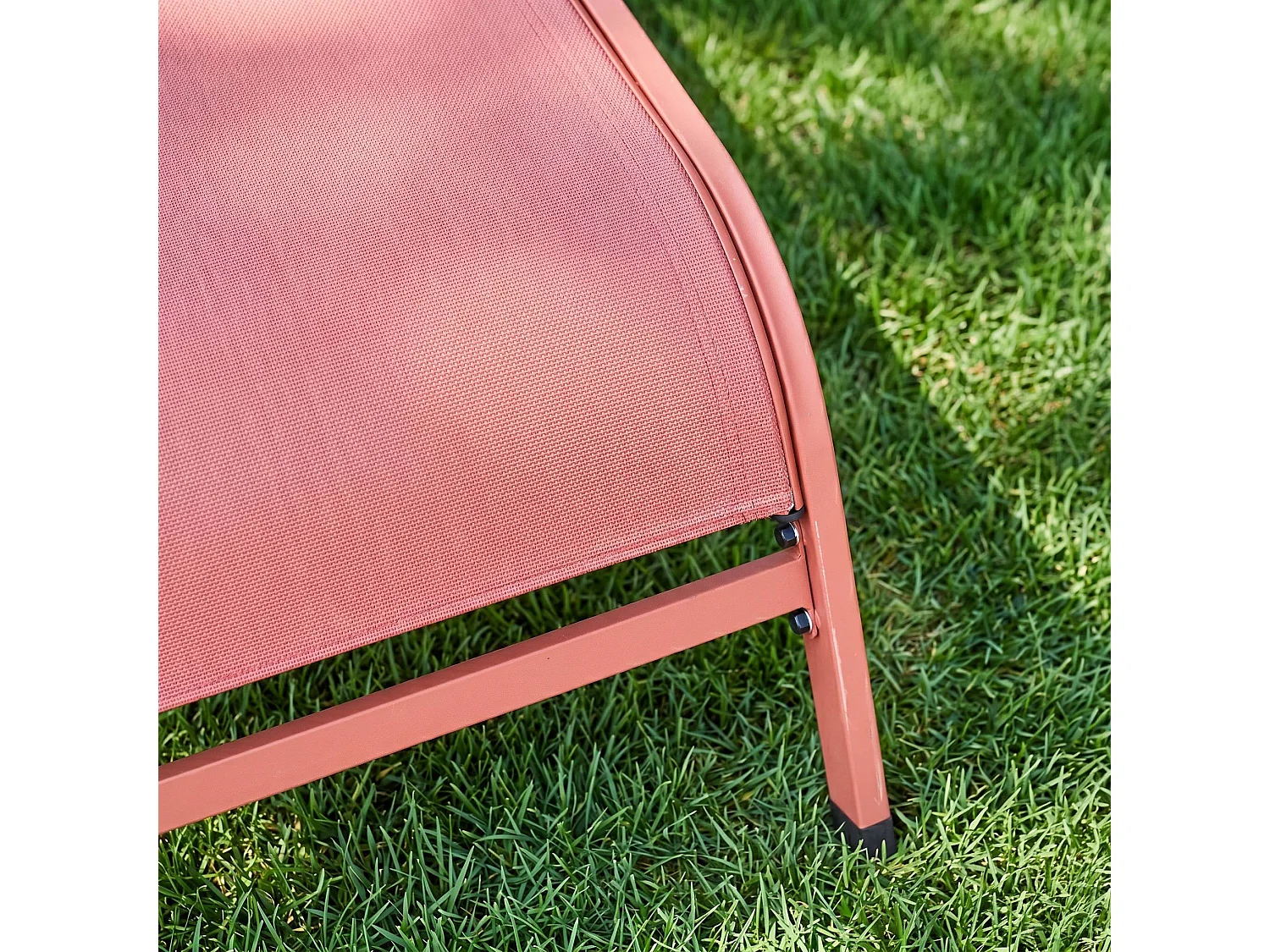 Lot de 2 bains de soleil acier terracotta multi positions avec coussin et roulettes - Ona