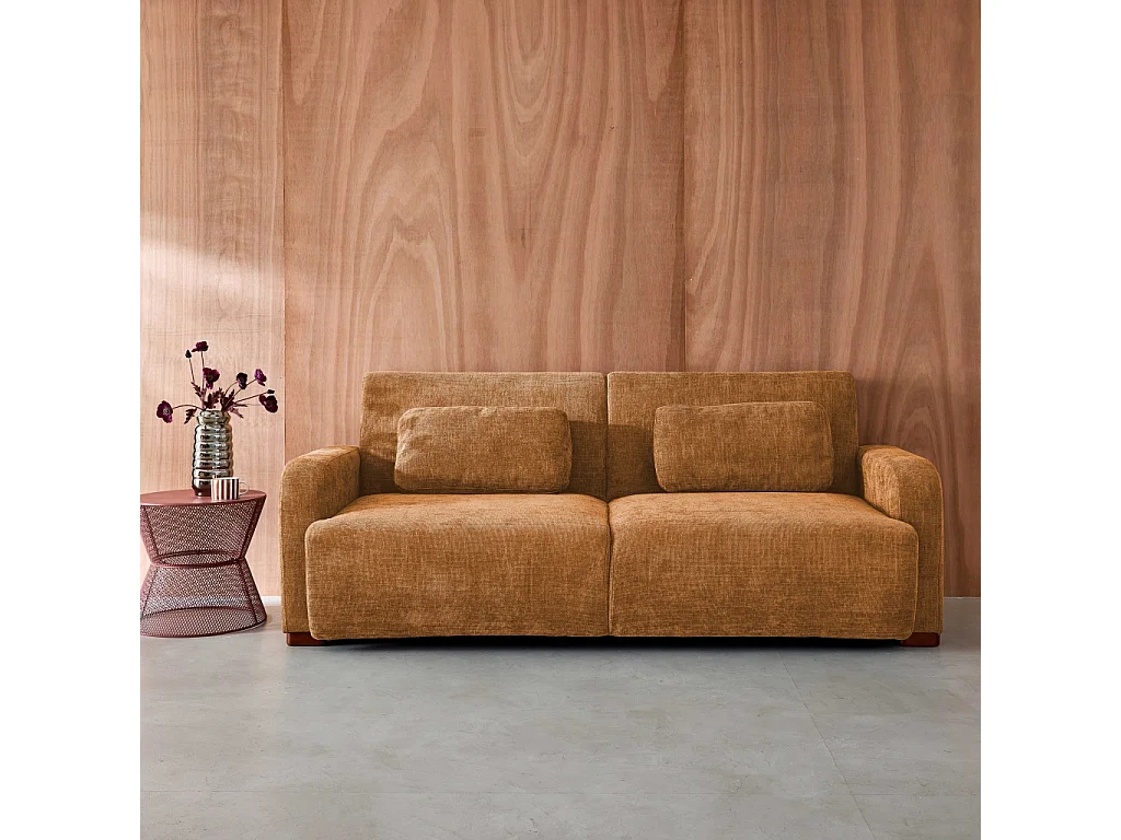 Divano letto in tessuto, 3 posti, ruggine